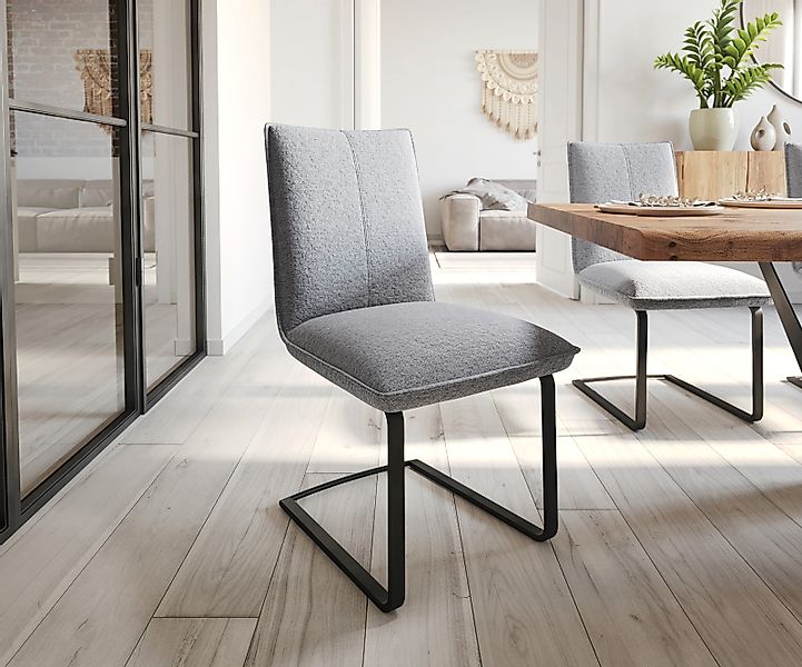 Freischwinger Lelio-Flex Strukturstoff Hellgrau Freischwinger flach Schwarz günstig online kaufen