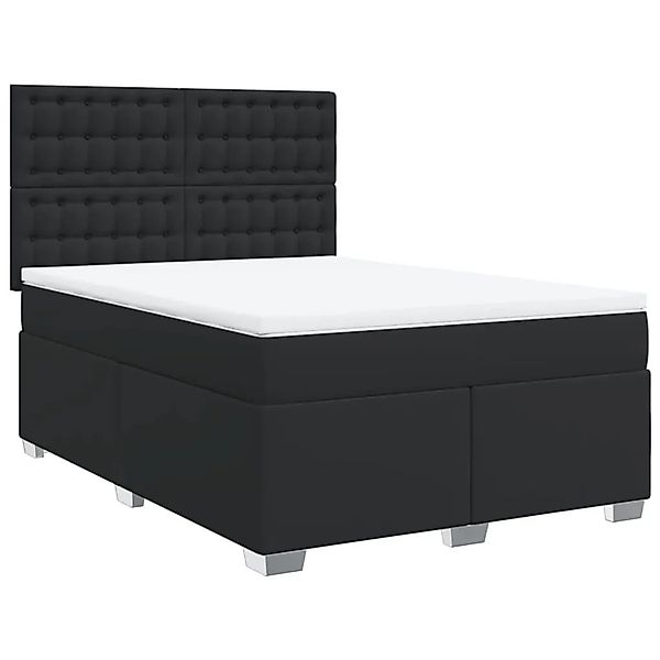 vidaXL Boxspringbett mit Matratze Schwarz 140x190 cm Kunstleder 3293020 günstig online kaufen