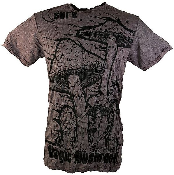 Guru-Shop T-Shirt Sure Herren T-Shirt Magic Mushroom - taupe Festival, alte günstig online kaufen