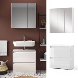 Vicco Badmöbel-Set Majest, Weiß/Weiß Hochglanz, 2 günstig online kaufen