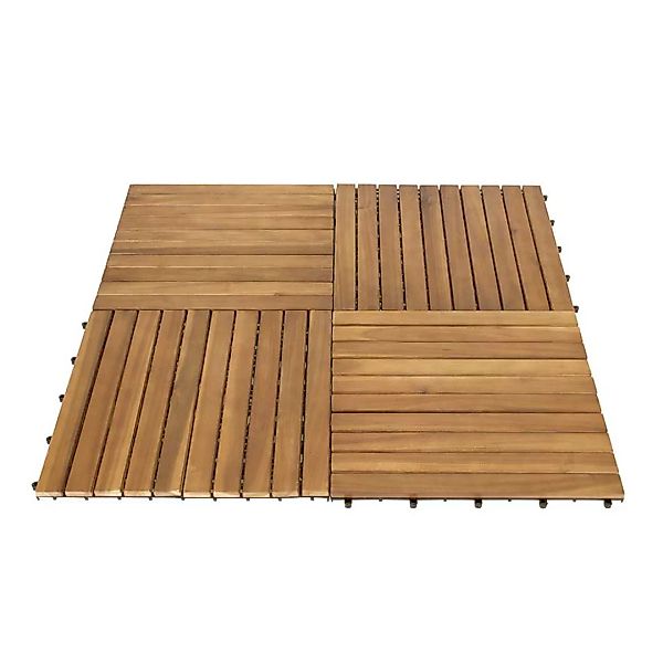 Balkon Holzfliesen Set aus Akazie Massivholz und Kunststoff 50 cm breit (5e günstig online kaufen