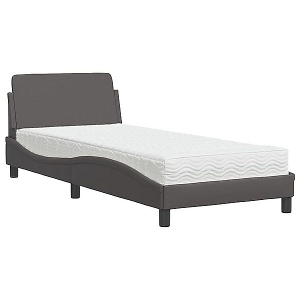 vidaXL Bett Bett mit Matratze "Dover" Grau 90x190 cm Kunstleder günstig online kaufen