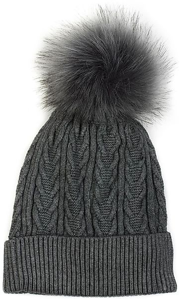 styleBREAKER Bommelmütze "Feinstrick Bommelmütze mit Zopfmuster" 1 Stk. günstig online kaufen