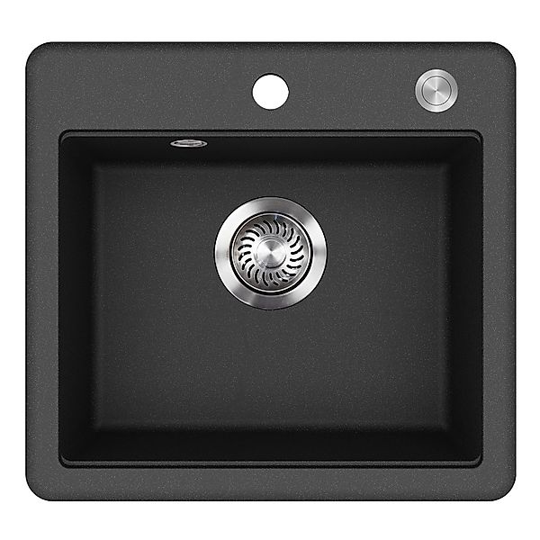 Helika Einbauspüle Esta 47 cm x 44 cm Schwarz inkl. Druckknopfventil günstig online kaufen