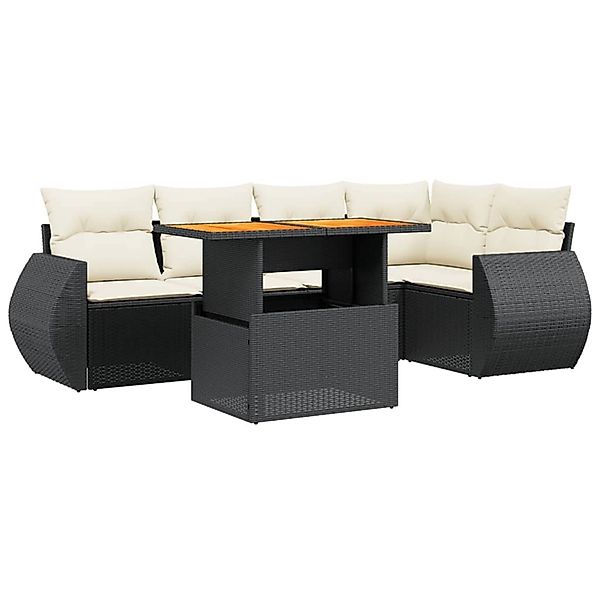 vidaXL 6-Tlg Garten-Sofagarnitur mit Kissen Schwarz Poly Rattan 3272183 günstig online kaufen