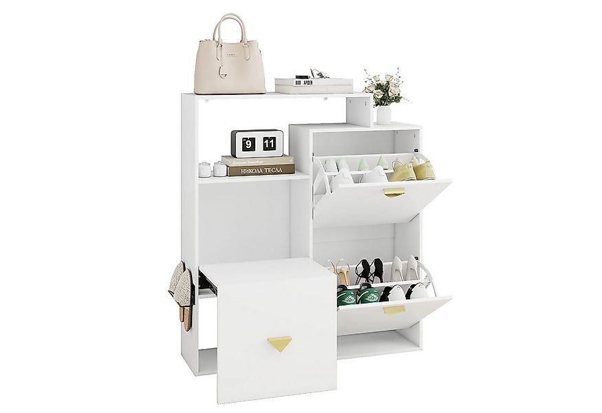 Puluomis Schuhschrank mit Sitzbank 90x25x100 cm, mit Abnehmbaren Fächern & günstig online kaufen