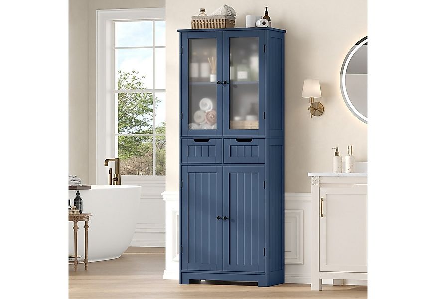 HOMECHO Hochschrank Badschrank mit 4 Türen 2 Schubladen für Küche, Bad, Wei günstig online kaufen