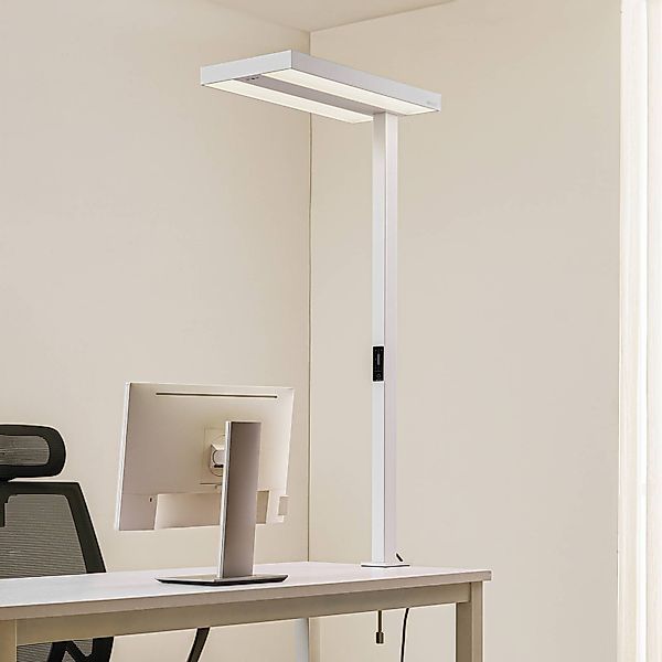 Arcchio LED-Büro-Klemmleuchte Logan, weiß, dimmbar, Sensor günstig online kaufen