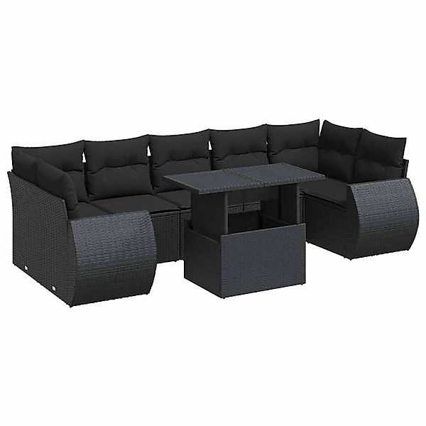 vidaXL 8-Tlg Garten-Sofagarnitur mit Kissen Schwarz Poly Rattan 3326596 günstig online kaufen