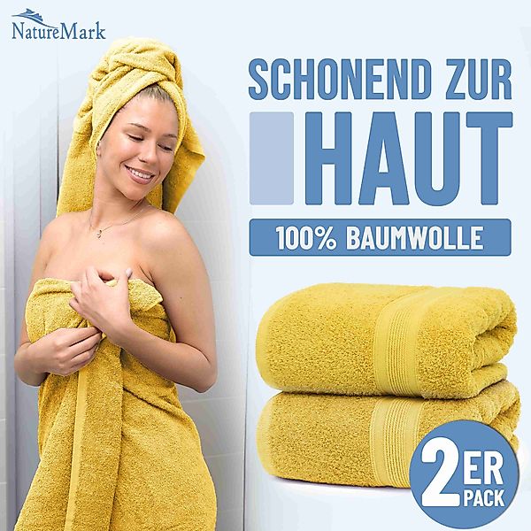 NatureMark Badetuch 2er-Set Frottier Badetücher 100x150cm, günstig online kaufen
