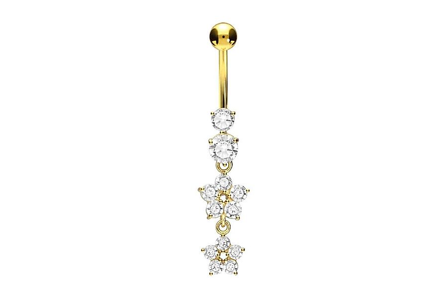 PIERCINGLINE Bauchnabelpiercing Chirurgenstahl Bananabell 2 KRISTALLBLUMEN günstig online kaufen