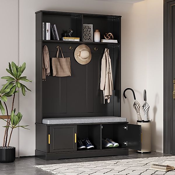 Odikalo Garderobenschrank Kombi-Stehschrank Flurgarderobe Kleiderschrank Sc günstig online kaufen