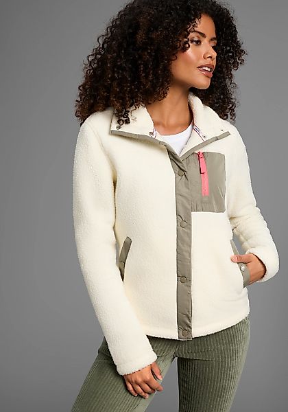 KangaROOS Fleecejacke Übergangsjacke kurze Fleecejacke Teddy-Fleece Druckkn günstig online kaufen