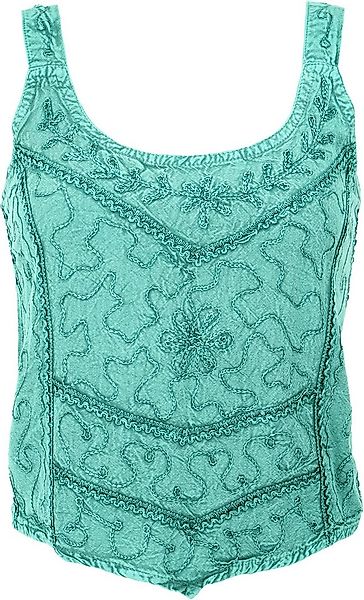 Guru-Shop T-Shirt Besticktes Top Boho chic, Hippie Top - aqua Festival, Eth günstig online kaufen