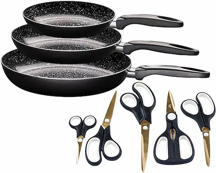 KING Pfannen-Set »Küchenstart« Aluminium Set, 5 Scheren, 3 Pfannen, 8 Stk. günstig online kaufen