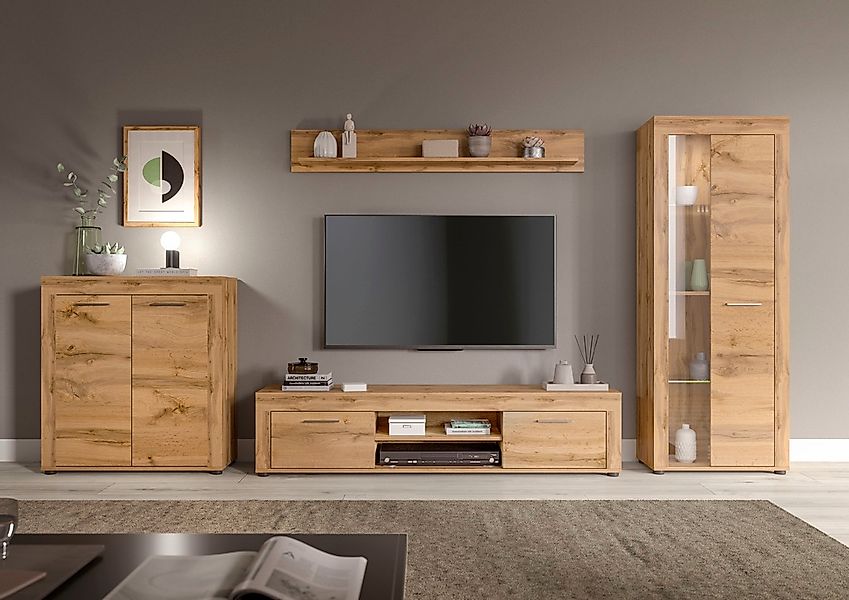 INOSIGN Wohnwand "Aosta, Breite 330cm, best. aus Highboard, Lowboard, Wandb günstig online kaufen