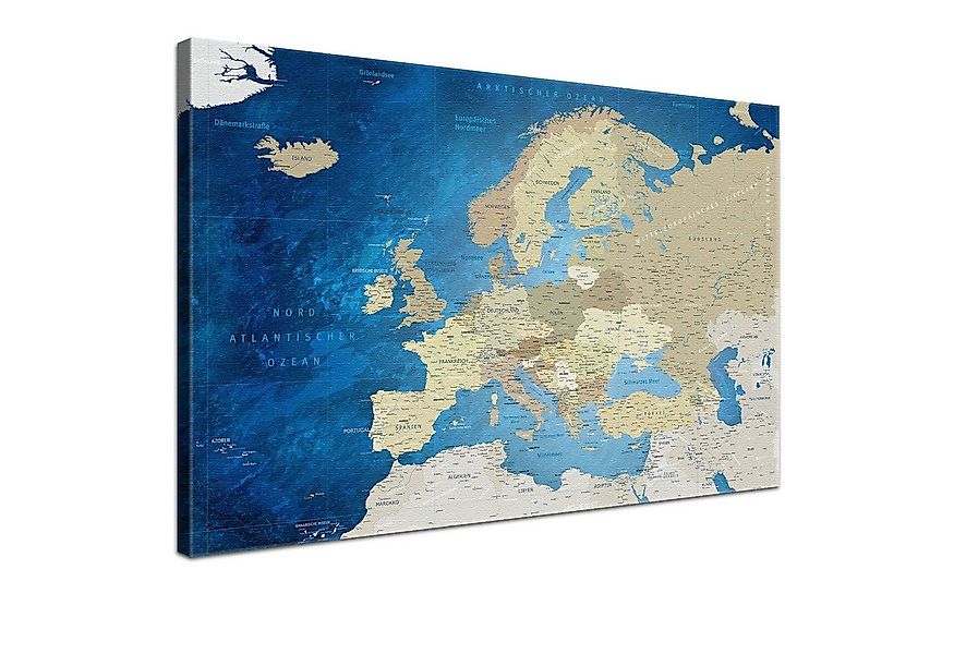 LANA KK Leinwandbild Europakarte Pinnwand zum markieren von Reisezielen, de günstig online kaufen