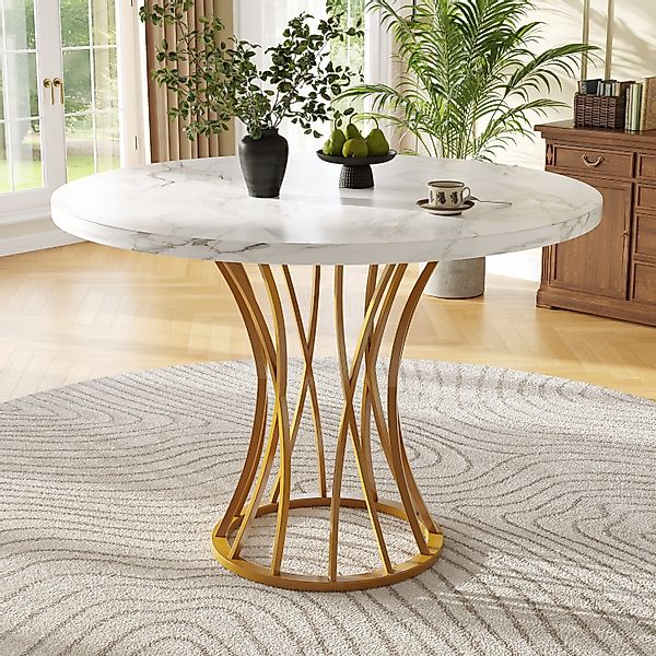 STILVORA Esstisch Küchentisch mit marmorierte Tischplatte&goldene günstig online kaufen