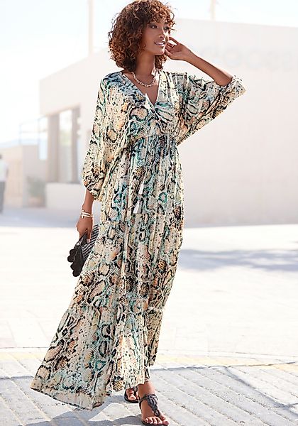 Buffalo Maxikleid mit Schlangenmuster und V-Ausschnitt, günstig online kaufen