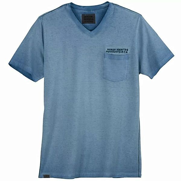 redfield Rundhalsshirt Große Größen Used Look T-Shirt V-Neck modisch blau g günstig online kaufen