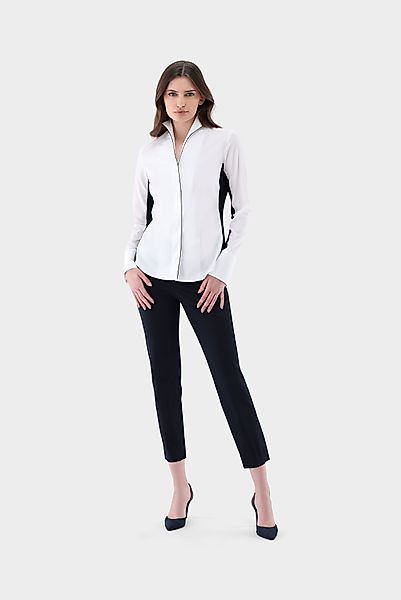 Hybrid-Kelchkragenbluse mit Jerseyeinsatz günstig online kaufen