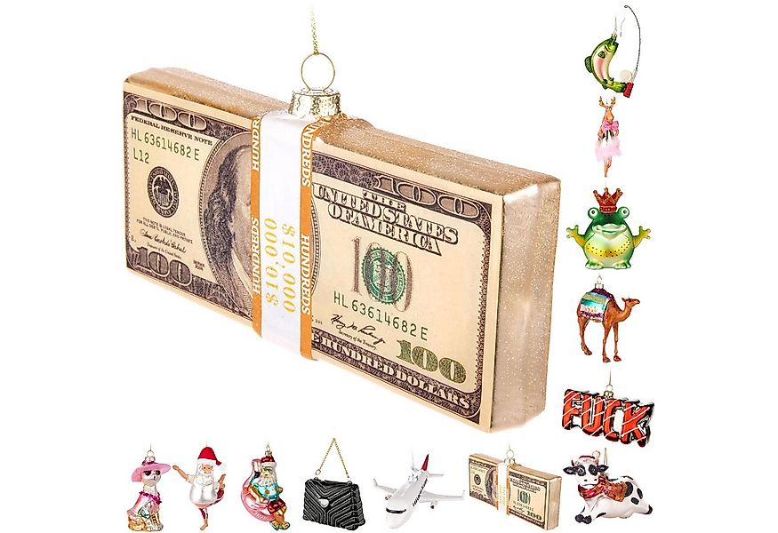 BRUBAKER Weihnachtsbaumkugel Handbemalte Weihnachtskugel - viele lustige Mo günstig online kaufen