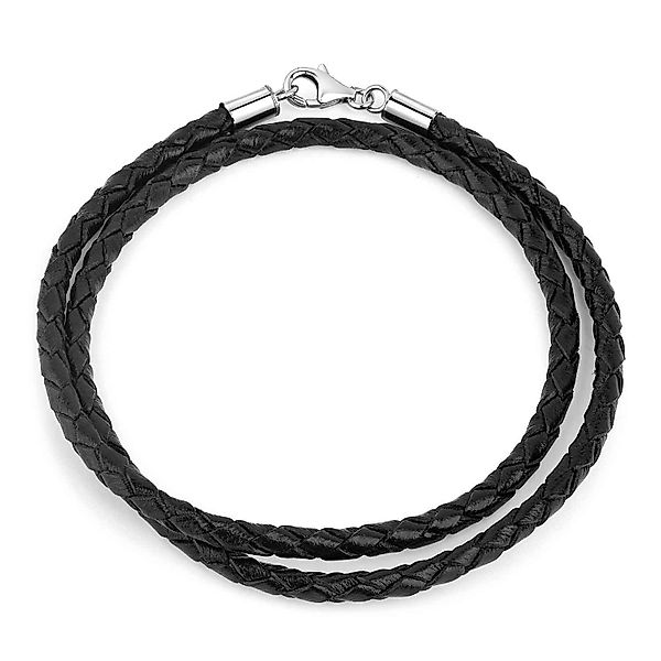 Materia Wickelarmband Unisex Leder geflochten Schwarz günstig online kaufen