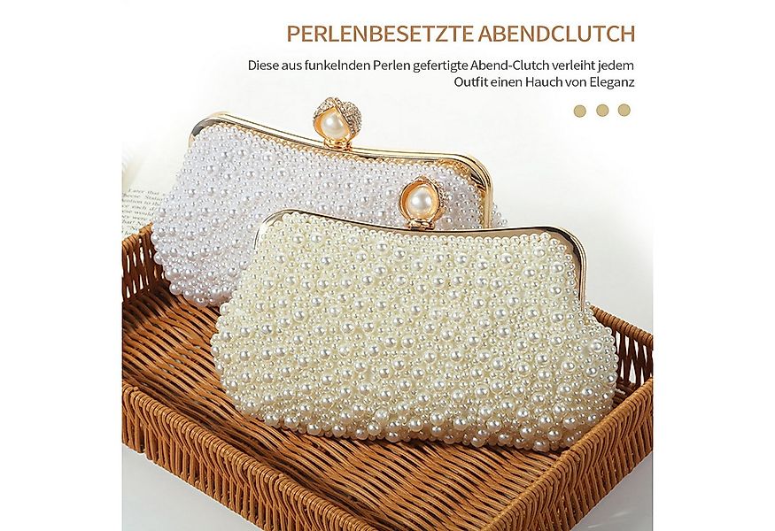 Refttenw Abendtasche Damen Clutch Elegante Handtasche mit Perlen, Kette Abn günstig online kaufen