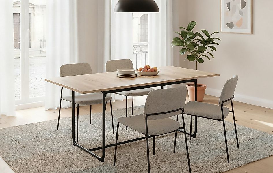 B&D home Esstisch LIO, Metallgestell schwarz oder weiß, ausziehbar, 4-6 Per günstig online kaufen