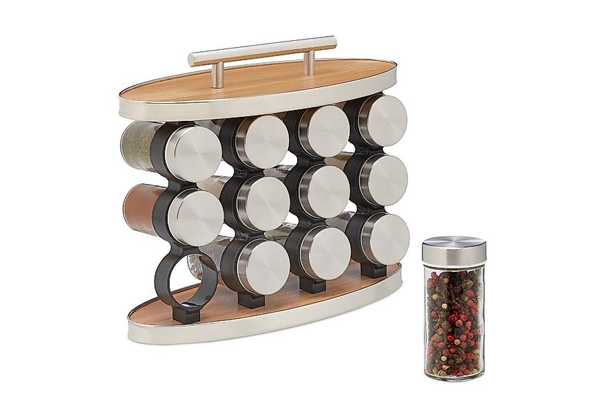 relaxdays Gewürzregal mit 12 Gewürzgläs günstig online kaufen