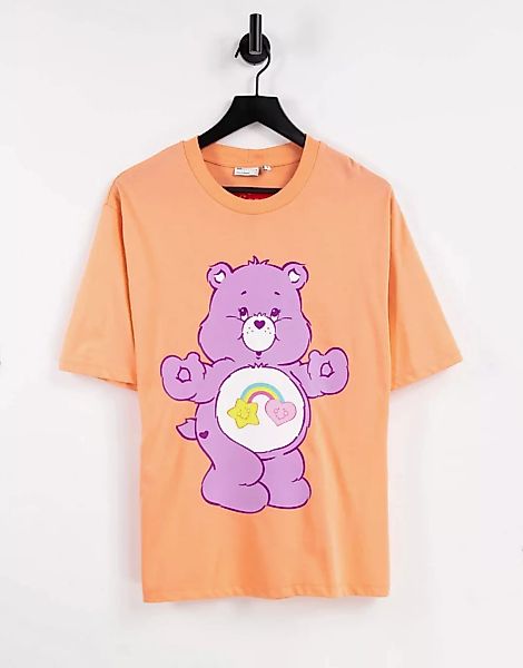 ASOS DESIGN – Lizenziertes Oversize-T-Shirt in Koralle mit Glücksbärchis -P günstig online kaufen
