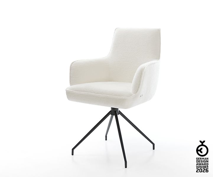 Esszimmerstuhl Heira-Flex mit Armlehnen Bouclé Soft Beige Kreuzgestell koni günstig online kaufen