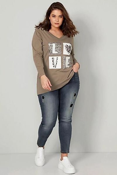 Angel of Style Rundhalsshirt T-Shirt LOVE V-Ausschnitt Langarm günstig online kaufen