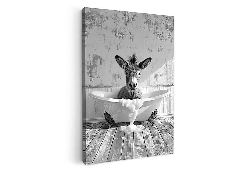 OneMillionCanvasses® Leinwandbild Esel - Tier - Vintage - Badewanne - Schwa günstig online kaufen