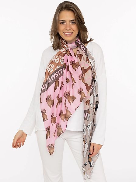 Zwillingsherz Schal ""Pawsitive"" Hundemuster, farbenfroh, transparent günstig online kaufen