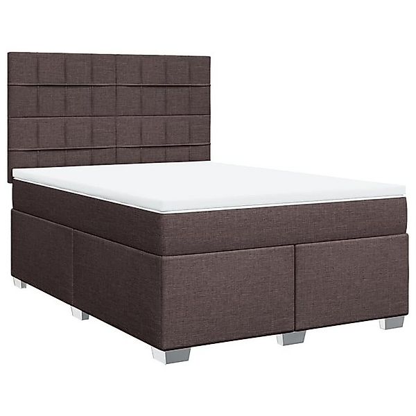 vidaXL Bett Boxspringbett mit Matratze Dunkelbraun 140x200 cm Stoff günstig online kaufen