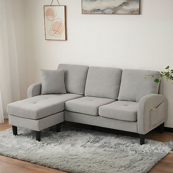 Merax Ecksofa Ecksofa L-förmiges Sofa 3-Sitzer aus Baumwoll-Leinenstoff, Po günstig online kaufen