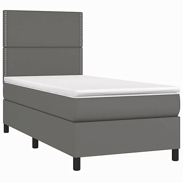 vidaXL Bett Boxspringbett mit Matratze & LED Grau 80x200 cm Kunstleder günstig online kaufen