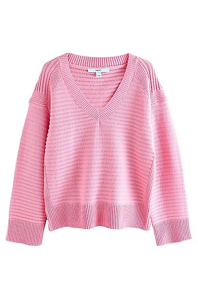 Next V-Ausschnitt-Pullover Gerippter Strickpullover mit V-Ausschnitt günstig online kaufen