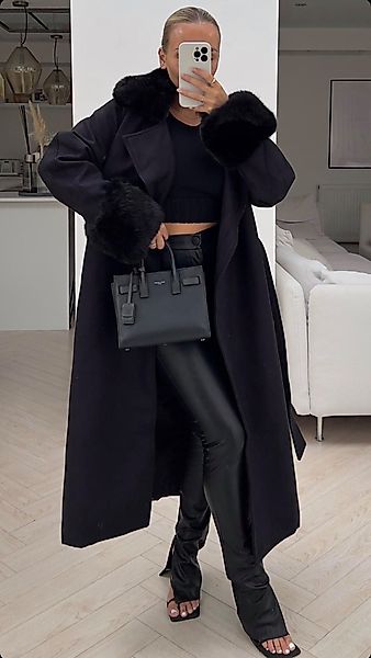 Copperose Langmantel #7555 Mantel mit flauschigem günstig online kaufen