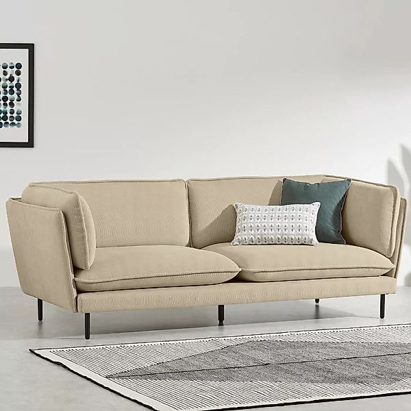Wes 3-Sitzer Sofa, Mikrokordsamt in Steingrau - MADE.com günstig online kaufen