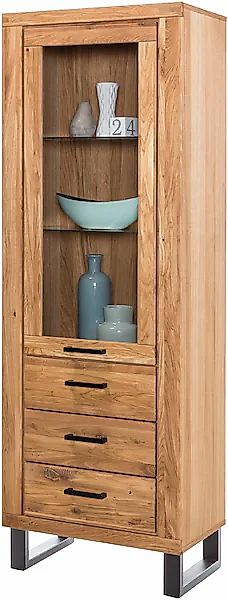 Home affaire Vitrine Metallfüße im Industrie-Design, Eiche Teilmassiv, viel günstig online kaufen
