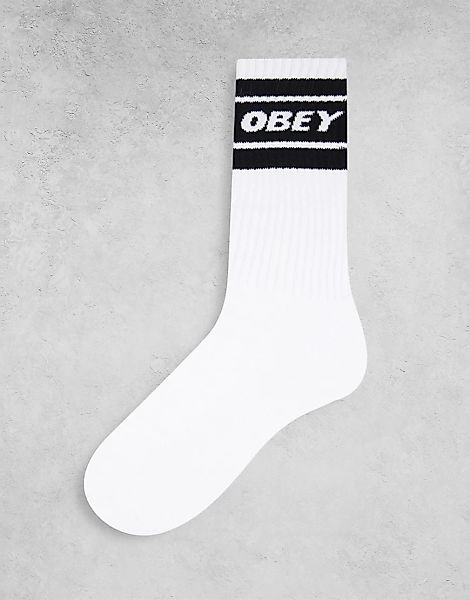 Obey – Cooper II – Socken in Weiß mit Band in Schwarz günstig online kaufen