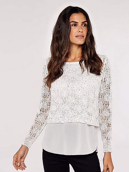 Apricot Strickpullover Lochmuster-Pullover (1-tlg) im Lagenlook günstig online kaufen