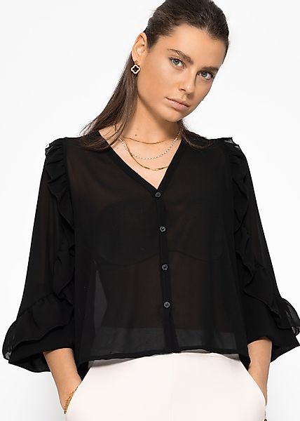 SASSYCLASSY Langarmbluse Langarm Chiffon Bluse Damen günstig online kaufen
