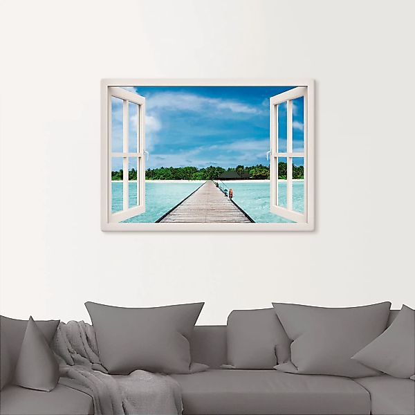 Artland Wandbild »Fensterblick maledivischen Paradies«, Fensterblick, (1 St günstig online kaufen