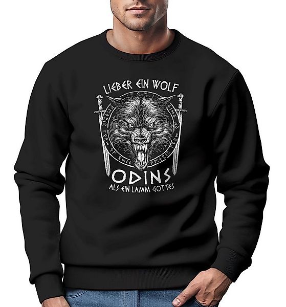 Neverless Sweatshirt Sweatshirt Herren Lieber ein Wolf Odins als ein Lamm G günstig online kaufen