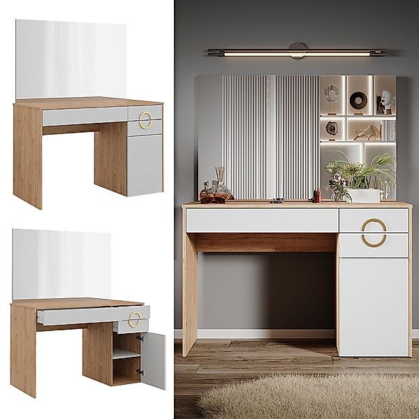 Vicco Schminktisch Adela, Weiß/Natural Rockford Hickory, günstig online kaufen