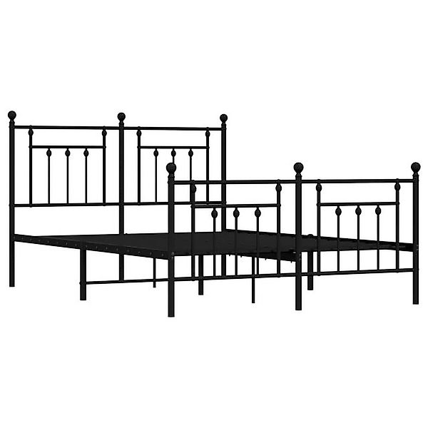 furnicato Bettgestell mit Kopf- und Fußteil Metall Schwarz 150x200 cm (1-tl günstig online kaufen