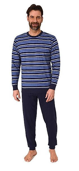 Normann Pyjama Normann Herren Schlafanzug langarm mit Bündchen in Streifeno günstig online kaufen